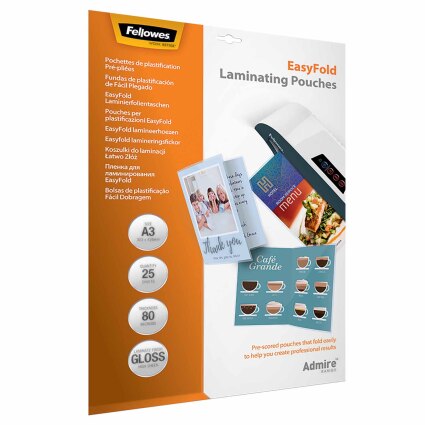 Folie do laminacji "Łatwo złóż" 80 mik, pakowane po 25 sztuk, A3